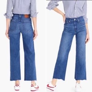 JCrew Point Sur Denim Jeans High-rise, Wide Leg, Crop with Raw Hem - Size 29.
